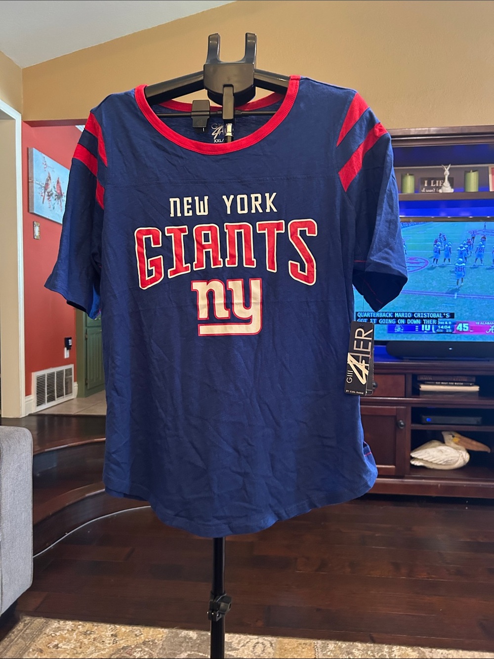 G.I.L.I. Navy Short-Sleeve New York Giants Tee with Red Trim